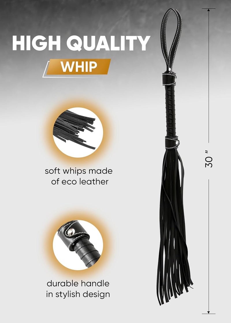 RIDIN Leather Crop 18" Faux Leather Whip 33" Equestrian Set - Leather Horse Riding Set - Horse Training Whip Play - Image 2